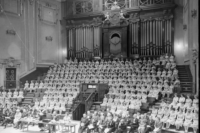 The James Gillespie's School for Girls annual closing concert and prize giving in the Usher Hall in June 1962.