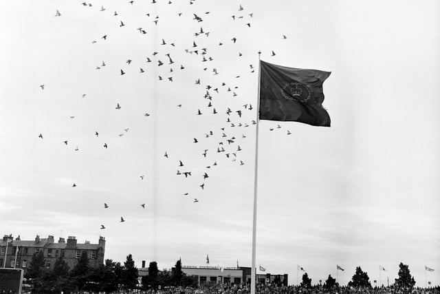 Thousands of pigeons were released at the opening ceremony of the Commonwealth Games at Meadowbank stadium Edinburgh in July 1970.