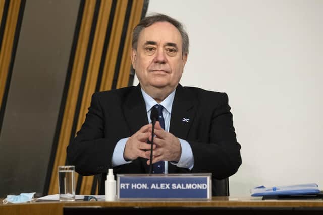 Former first minister Alex Salmond prepares to make his opening statement to the Scottish Parliament Harassment committee. Picture: Andy Buchanan/PA Wire