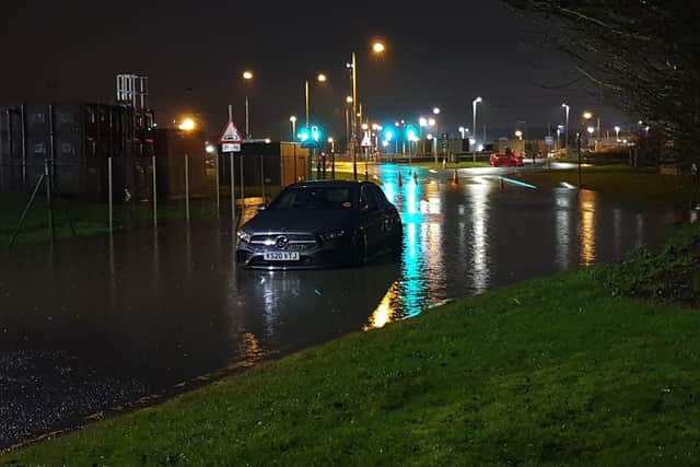Flooding was spotted at Edinburgh airport this morning