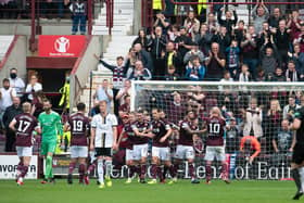 Liam Boyce put Hearts 1-0 up from the penalty spot against Aberdeen.