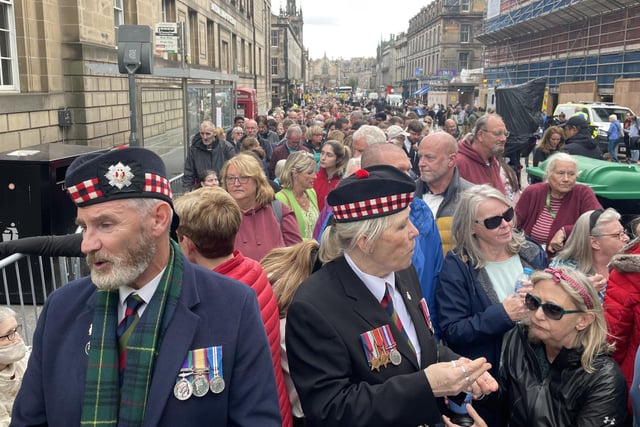 Members of the public queuing to enter St Giles' Cathedral, Edinburgh, to view and pay their respects to Queen Elizabeth II's coffin. Picture date: Monday September 12, 2022.