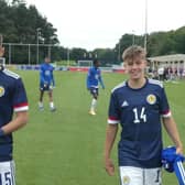 Jacob MacIntyre, left, and Rudi Molotnikov pictured after a friendly with England in August, are due to start for Scotland Under-16s in the Victory Shield match against Northern Ireland this afternoon
