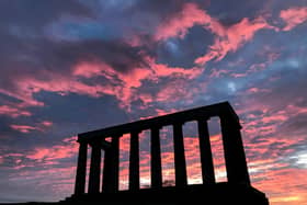 The sun rises behind the National Monument of Scotland on Edinburgh's Calton Hill (Picture: Jane Barlow/PA)