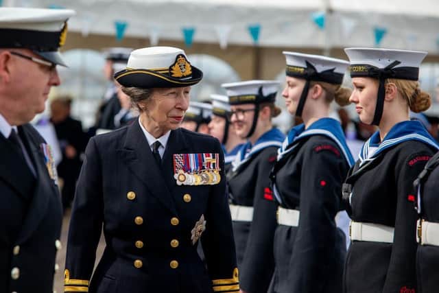 A nervous moment for all young sailors as their Admiral carries out an official inspection.
