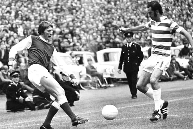 Brownlie in action against Celtic in the 1972 Drybrough Cup final