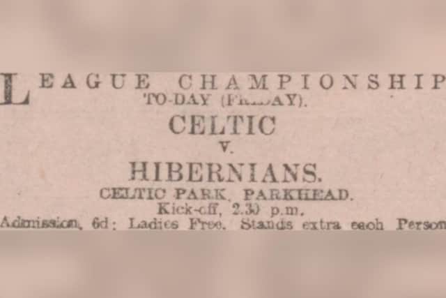 An Evening News advert for the match