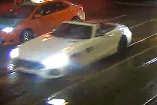 The convertible Mercedes sports car which hit Erin Yoxall.
Pic: Toronto Police
