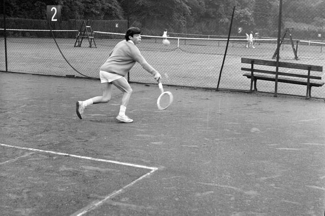 Tennis player Ian Kirkwood in action at Craiglockhart in June 1965.