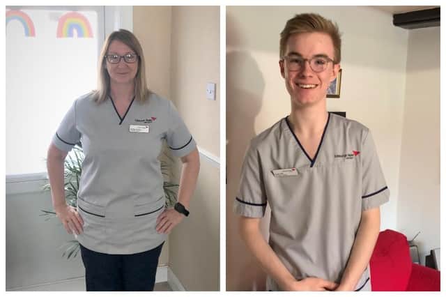 Lesley Murray and Euan Hill, students at Edinburgh Napier who have taken up placements alongside NHS workers.