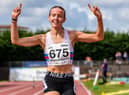 Lasswade AC's Sarah Tait wins the Scottish 3000 metres steeplechase title (pic: Bobby Gavin)