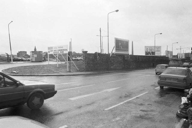 The Morrison Street/Haymarket gap-site showing the CDL car park, in Edinburgh, October 1989.