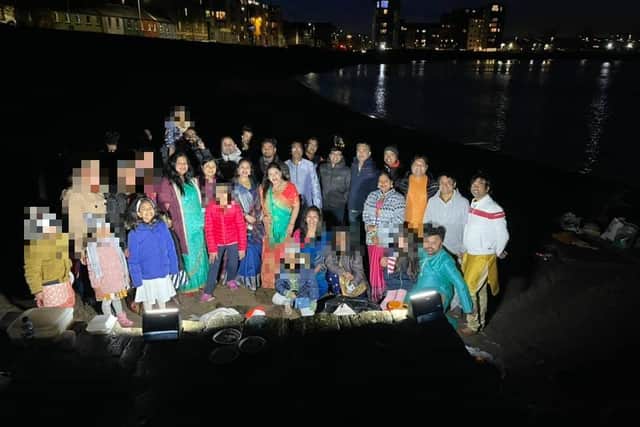 Pictures showed large groups of people together for the Chhath Puja celebrations on Saturday.  Pic: Bihari Community of Scotland/Facebook