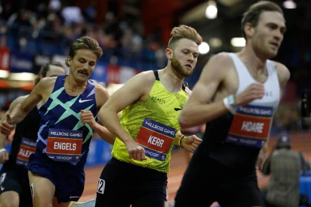 Edinburgh's Josh Kerr runs in the Whoop Wanamaker Mile during the 114th Millrose Games held at The Armory Track in New York City