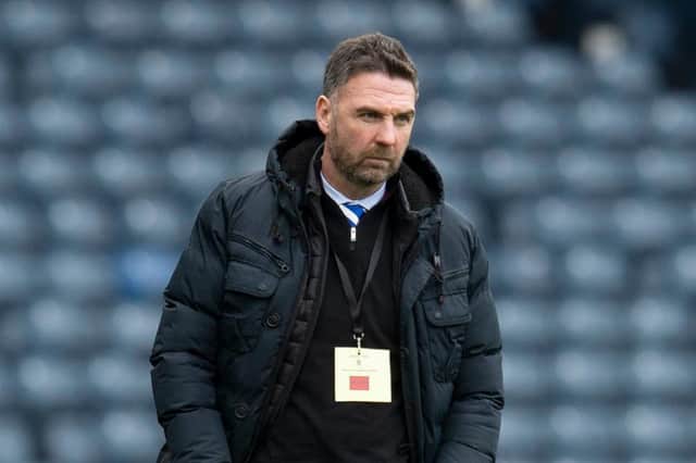 Stranraer manager Stevie Farrell watched Hibs' 3-1 win over Queen of the South in the previous round. Pic: SNS Group