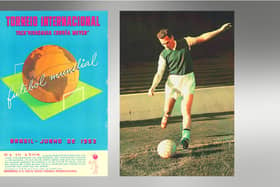 The tournament programme, left, and a colourised image of Lawrie Reilly, who scored three goals at the tournament