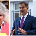 Miriam Margolyes came face to face with new Chancellor Jeremy Hunt on Saturday morning.