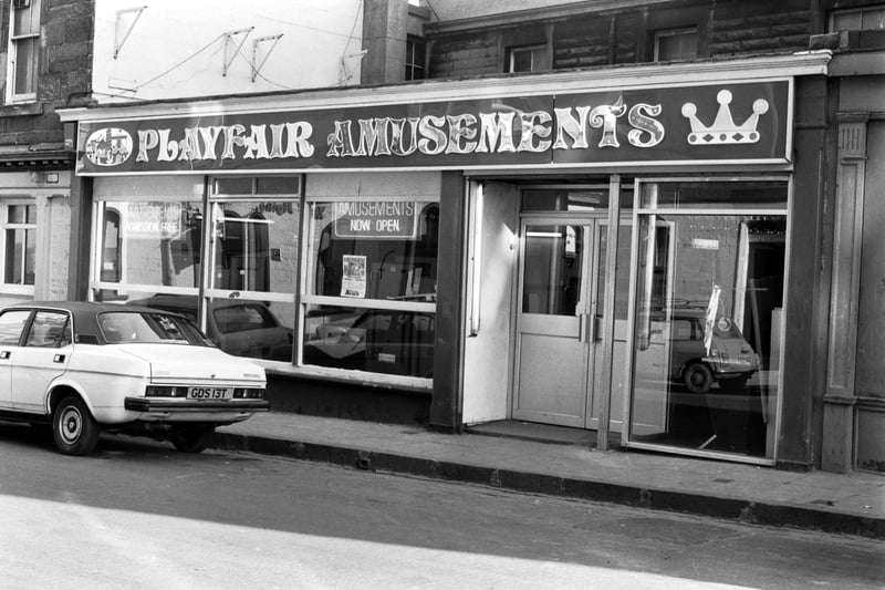 Exterior of Playfair Amusements, an amusement arcade in Bath Street, February 1981.