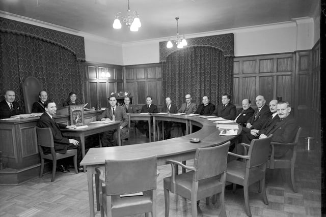 A meeting of Haddington Town Council in December 1965.