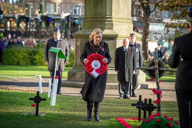 A Wreath was laid by Deputy Lord Provost of the City of Edinburgh Councillor Joan Griffiths.