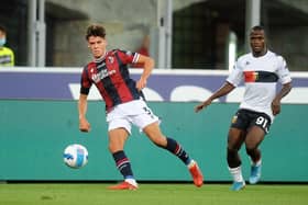 Aaron Hickey has impressed for Bologna FC in Serie A this season. (Photo by Mario Carlini / Iguana Press/Getty Images)