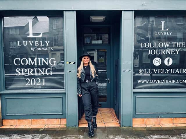 Gemma Hill, Luvely Hair director, outside the new salon in Dalkeith.