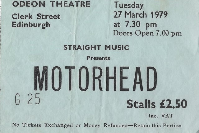 Joe Aitken submitted this ticket from a gig at the Odeon Theatre at Clerk Street in 1979, adding: "Has to be Motörhead."