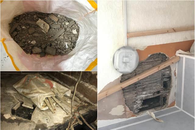 A flood caused part of Mr Steele's bathroom ceiling to collapse, and he has also raised concerns about the state of wiring in his flat.
