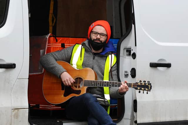 Ciaran McGhee, singer songwriter who played live in Edinburgh seven nights a week is now an Amazon delivery driver picture: Michael Gillen