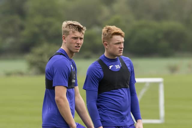 With Josh Doig during a first-team training session at East Mains in May