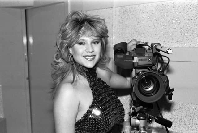 Model Samantha Fox in Edinburgh for the opening of newly-refurbished Coasters complex at Fountainbridge in March 1986.