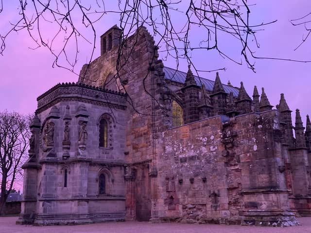 Rosslyn Chapel bathed in an ethereal light