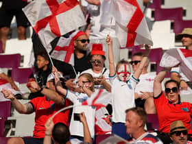 England fans in the stands before the FIFA World Cup Group B match at the Khalifa International Stadium in Doha, Qatar.