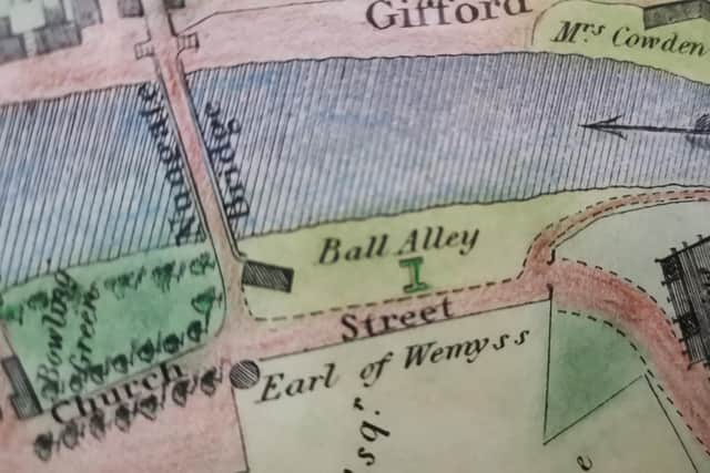 This map from the early 1800s shows where Ball Alley is.