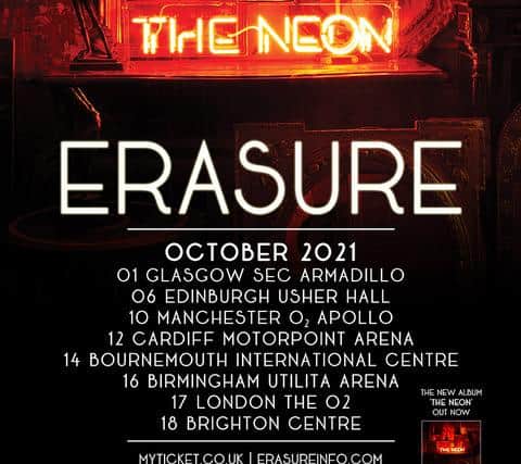 Erasure will return to Edinburgh next year as part of a UK and Ireland tour.