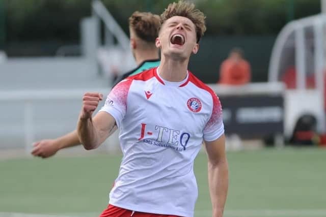 Cammy Russell scored a brace against the students. Picture: Mark Brown.