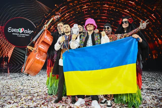 Ukraine's entry Kalush Orchestra in the Eurovision song contest won this year's event (Picture: Marco Bertorello/AFP via Getty Images)