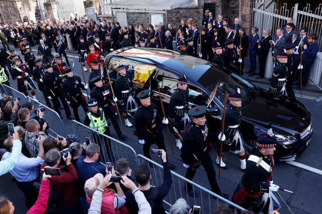 King Charles III, the Princess Royal, the Duke of York and the Earl of Wessex walk behind Queen Elizabeth II's coffin during the procession from the Palace of Holyroodhouse to St Giles' Cathedral, Edinburgh. Picture date: Monday September 12, 2022.