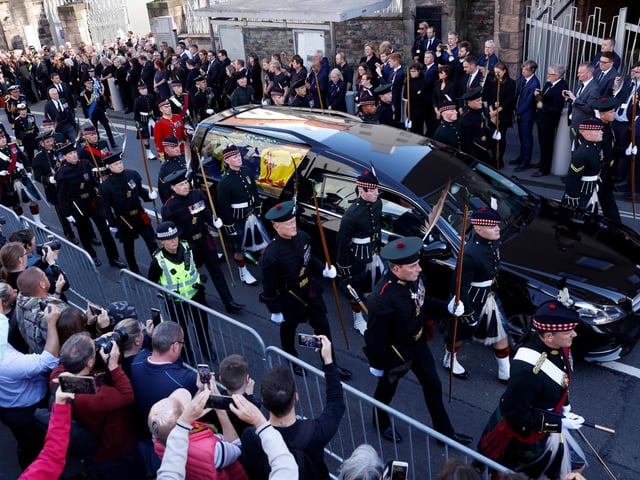 King Charles III, the Princess Royal, the Duke of York and the Earl of Wessex walk behind Queen Elizabeth II's coffin during the procession from the Palace of Holyroodhouse to St Giles' Cathedral, Edinburgh. Picture date: Monday September 12, 2022.