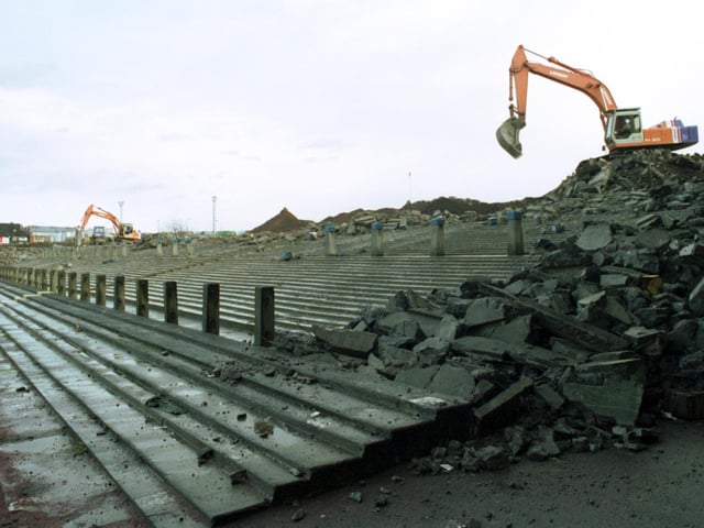 Murrayfield rugby stadium undergoes redevelopment in March 1992, with the long-standing terracing making way for an all seater stadium.