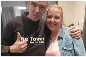 Hollywood star John Hannah delighted staff at The Tower bar in Craigshill when he posed in one of their t-shirts after filming at the venue. Photo: The Tower