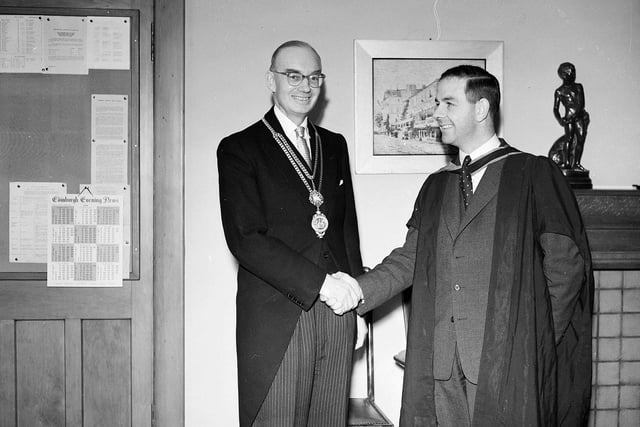 Mr Robert Young installed as headmaster of George Watson's College by Mr James Kennedy in November 1958.
