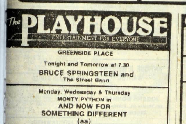 Advert for Bruce Springsteen's Playhouse concerts