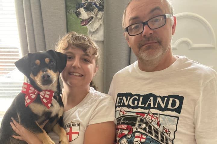 There was no shortage of red and white at Emily's house yesterday, as her, her dad and dog Teddy all wore England shirts to cheer on the team. Submitted by Emily Bower.