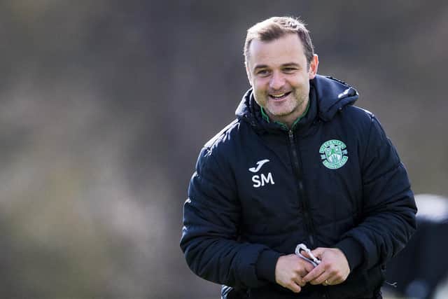 Shaun Maloney was all smiles in training ahead of the first of two huge derby encounters for Hibs
