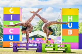 Ethiopian troupe Circus Abyssinia show off their skills beside Underbelly's Circus Hub on the Meadows. (Picture: Ian Georgeson)