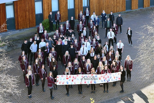 S6 pupils on their last day at school as coronavirus brings an early end to the school term.