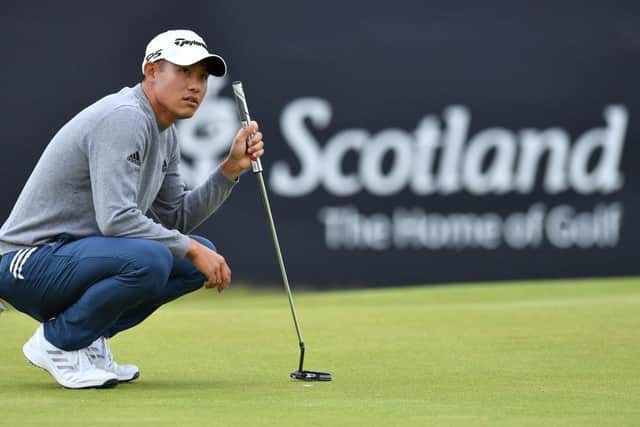 Collin Morikawa lines up a putt during last week's abrdn Scottish Open at The Renaissance Club. Picture: Mark Runnacles/Getty Images.
