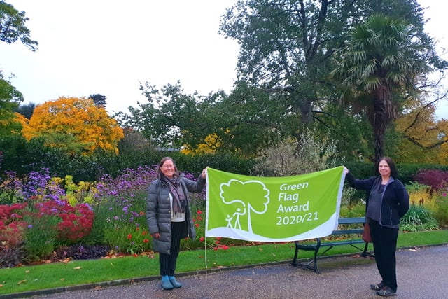 Jill Thompson, chair of Friends of Sheffield Botanical Gardens by the Pavillion and Cllr Mary Lea.