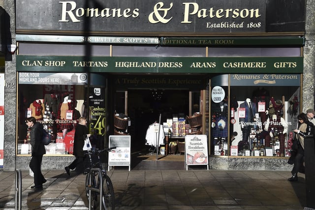 Situated at 62 Princes Street, the Scottish-themed Romanes & Paterson is quite possibly the oldest still-extant shop in Edinburgh.